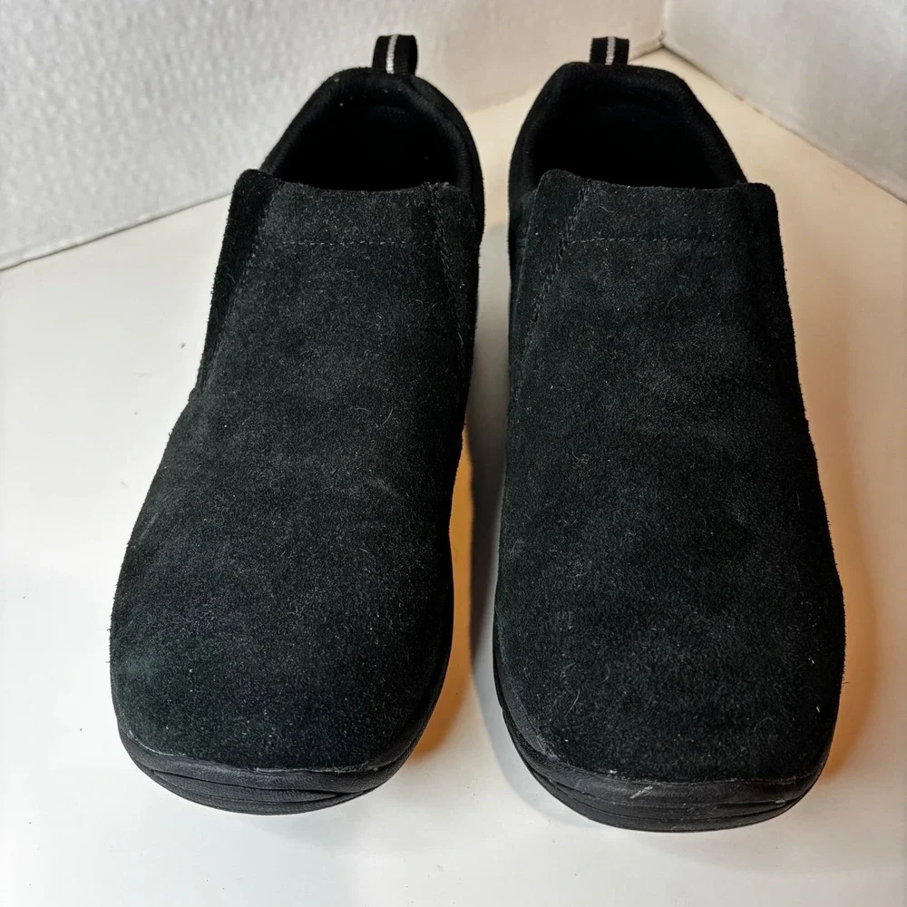 Earth Shoe Gannon 6 Slip On Men Size 10 Black Suede Leather Casual Loafers